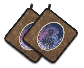 Starry Night Briard Pair of Pot Holders