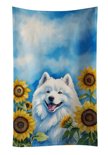 Samoyed in Sunflowers Kitchen Towel