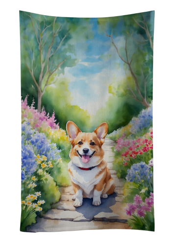 Corgi Spring Path Kitchen Towel