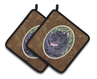 Schipperke Pair of Pot Holders (size: 7.5 x 7.5)