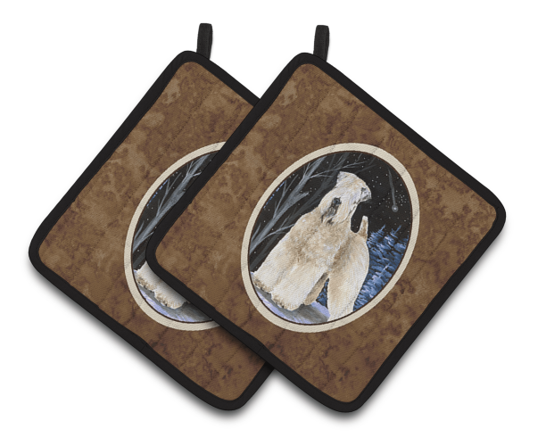 Starry Night Wheaten Terrier Soft Coated Pair of Pot Holders