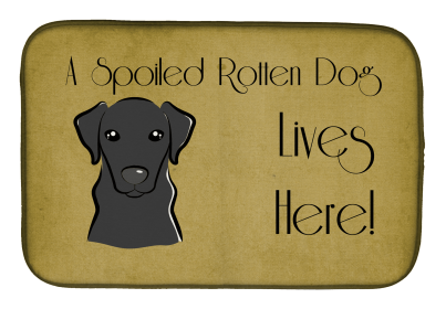 Spoiled Dog Lives Here Dish Drying Mat (Color: Labrador Retriever - Black, size: 14 x 21)