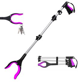 Foldable Grabber With 360° Swivel Clip, Trash Claw Grabber Tool (Color: Purple)