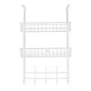 Over The Door Hooks Organizer Door Towel Rack Hanger 5 Hooks with 2 Metal Baskets for Bathroom Bedroom Kitchen Storage Shelf
