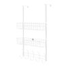 Over The Door Hooks Organizer Door Towel Rack Hanger 5 Hooks with 2 Metal Baskets for Bathroom Bedroom Kitchen Storage Shelf